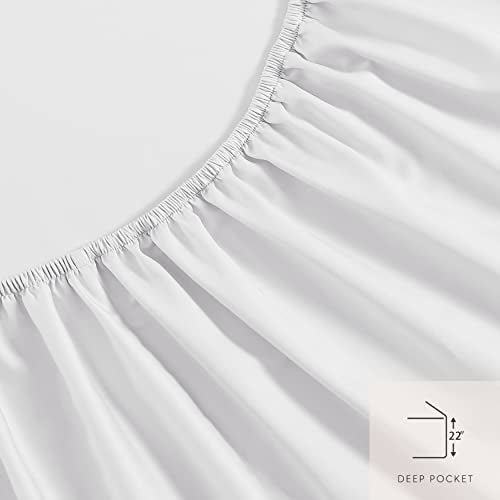 Laura Ashley - King Sheet Set, Soft & Smooth Sateen Cotton Bedding with a Lightweight Feel, 800 Thread Count, Bed Sheets with Matching Pillowcases (Solid White) Laura Ashley