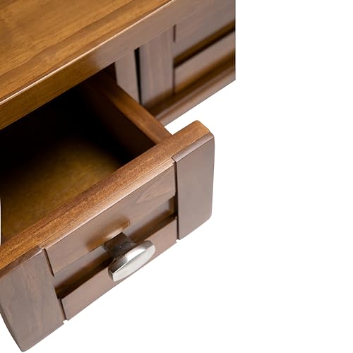 SIMPLIHOME Warm Shaker SOLID WOOD Rustic Modern 48 inch Wide Home Office Desk, Writing Table, Workstation, Study Table Furniture in Light Golden SIMPLIHOME