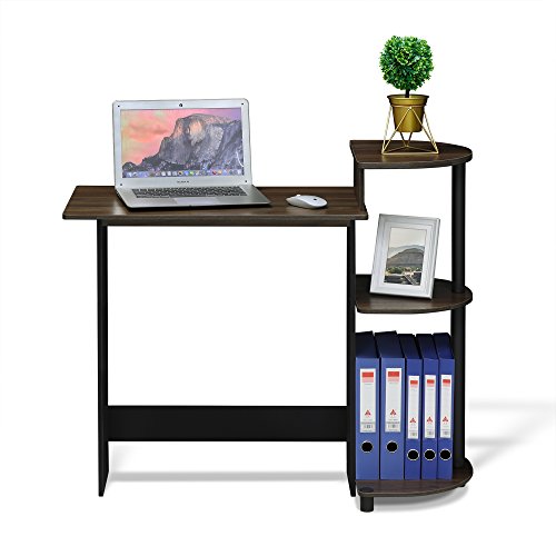 Furinno COMPACT Desk, 28.5" Wide Gaming Desk with Shelves, Computer Desk with Book Shelf, Office Desk for Home Office, Study Room, Dorm, Bedroom, Columbia Walnut Furinno