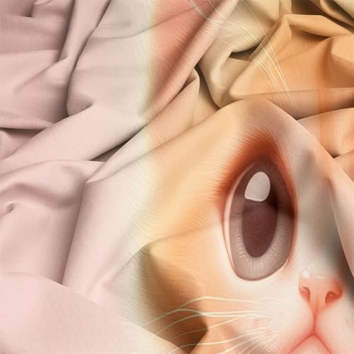 Pink 3 Piece Duvet Cover Set, 1 Printed Zipper Closure Duvet Cover with 2 Pillow Shams, Ultra Soft Brushed Microfiber Single with Minimalist Kitten Cute Generic