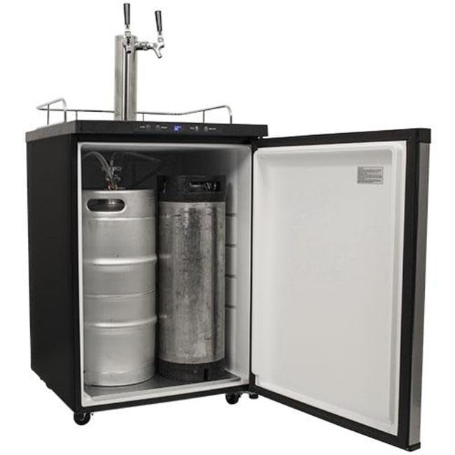 EdgeStar KC3000TWIN Full Size Dual Tap Kegerator with Digital Display - Black EdgeStar