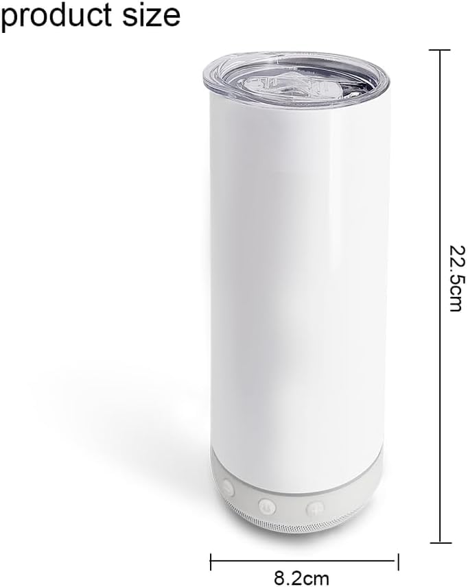 Decowo 20OZ Skinny Straight Sublimation Tumbler Bluetooth Speaker Music Tumbler Blanks (Black Speaker) Decowo