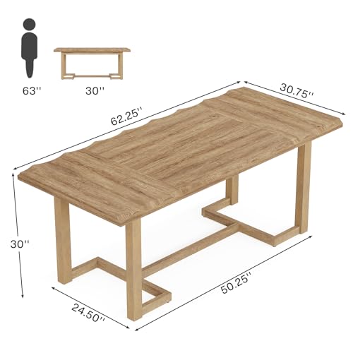 Tribesigns 63 Inches Computer Desk, Rectangular Writing Table with Solid Wood Legs and Thickened Desktop for Work Study, Modern Simple Executive Desk Workstation for Home Office Tribesigns