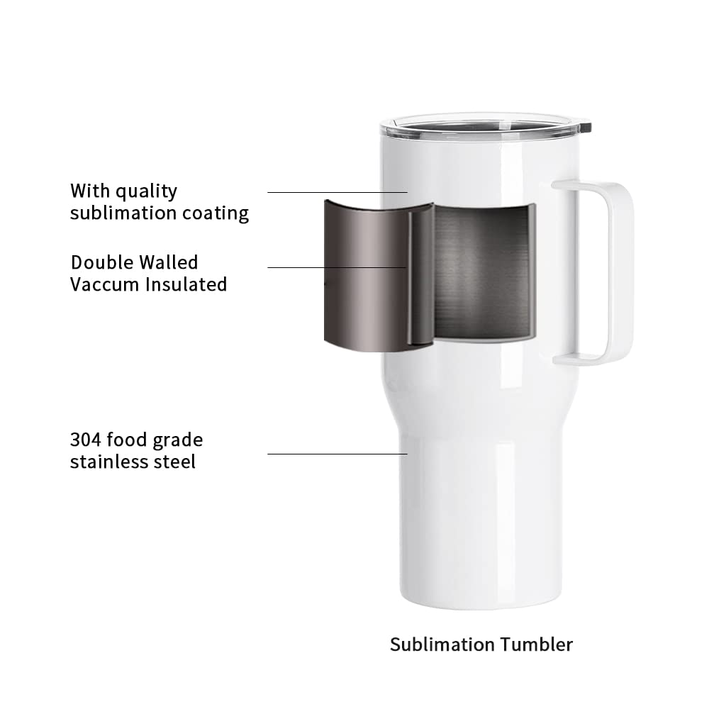 PYD Life Sublimation Tumblers Blanks 25 OZ White Coffee Travel Car Stainless Steel Tumbler Cups with Leakproof Lid and Handle, Sublimation Mugs for Cricut Mug Press and Tumbler Heat Press Print 2 Pack PYD Life