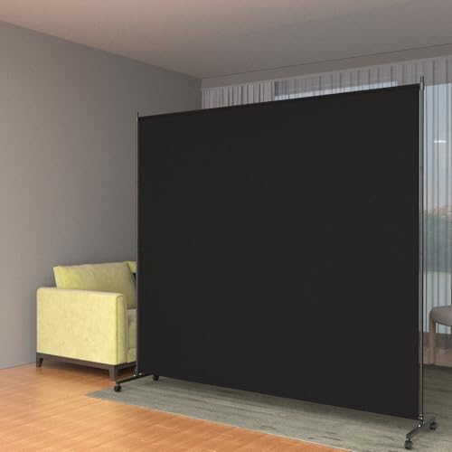 VAMFUTRE Single Panel Room Divider/Privacy Screen with Caster Wheels and Brakes - Stylish and Versatile Partition for Home,Office,School and Restauran (Black, 6FT*6FT) VAMFUTRE