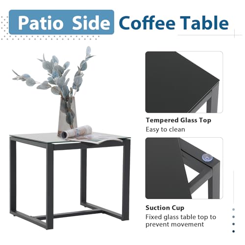 JOIVI 5 Pieces Patio Bistro Set, PE Wicker Outdoor Patio Furniture Set, Modern Rattan Patio Chairs with Table & Ottomans, Patio Conversation Sets for Balcony, Front Porch, Garden, Black Cushion JOIVI