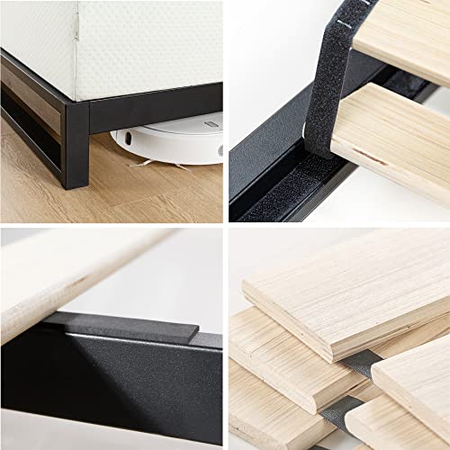 Zinus Suzanne Bamboo and Metal Platform Bed Frame, 7-Inch Low Profile, Solid Steel Construction, No Box Spring Needed, Wood Slat Support, Easy Assembly, Grey Wash, King Zinus