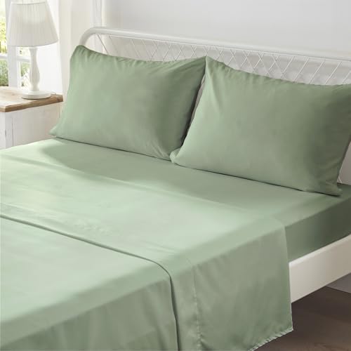 Zzlpp King Comforter Set 7 Pieces, Sage Green Tufted Bed in a Bag with Comforter and Sheets, All Season Boho Bedding Sets with 1 Comforter, 2 Pillow Shams, 2 Pillowcases, 1 Flat Sheet, 1 Fitted Sheet Zzlpp