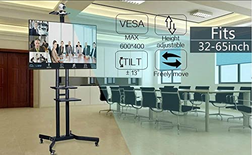 Yaheetech Mobile TV Stand, Adjustable Rolling TV Cart w/ Locking Wheels for 32-75" LCD LED Plasma Flat Panel Screen TV up to 110LB, Portable TV Cart Stand w/ Flexible Laptop Shelf, Max. VESA 600x400 Yaheetech