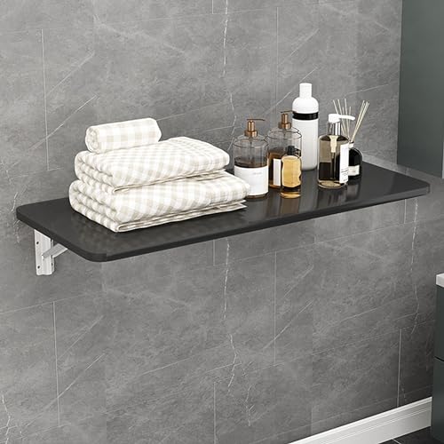 SKVSKV Wall Mounted Folding Table,Floating Desk for Wall,Hanging Fold Down Table for Home Laundry Room,Office Computer Workstation,Study Work Bench, Kitchen Dining (Black 27.6×15.7inch SKVSKV