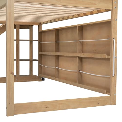 Harper & Bright Designs Kids Twin House Loft Bed with Slide, Storage Shelves, and LED Light Harper & Bright Designs