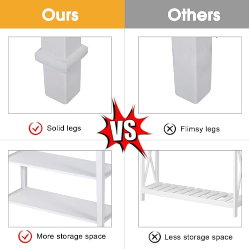 kinbor Accent White Console Table with Drawer and Shelf, Wood Sofa Table with Storage for Entryway Hallway Living Room kinbor