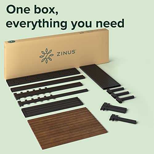 Zinus Kai Bamboo & Metal Platform Bed Frame with Headboard – Queen, No Box Spring Needed, Easy Assembly, Brown Zinus