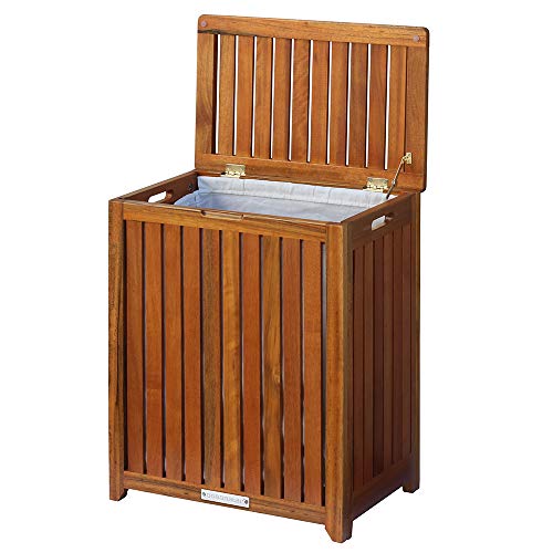 Oceanstar Solid Wood Spa Laundry Hamper 24.75 in high x 20 in Wide x 13.25 in deep, Brown Oceanstar