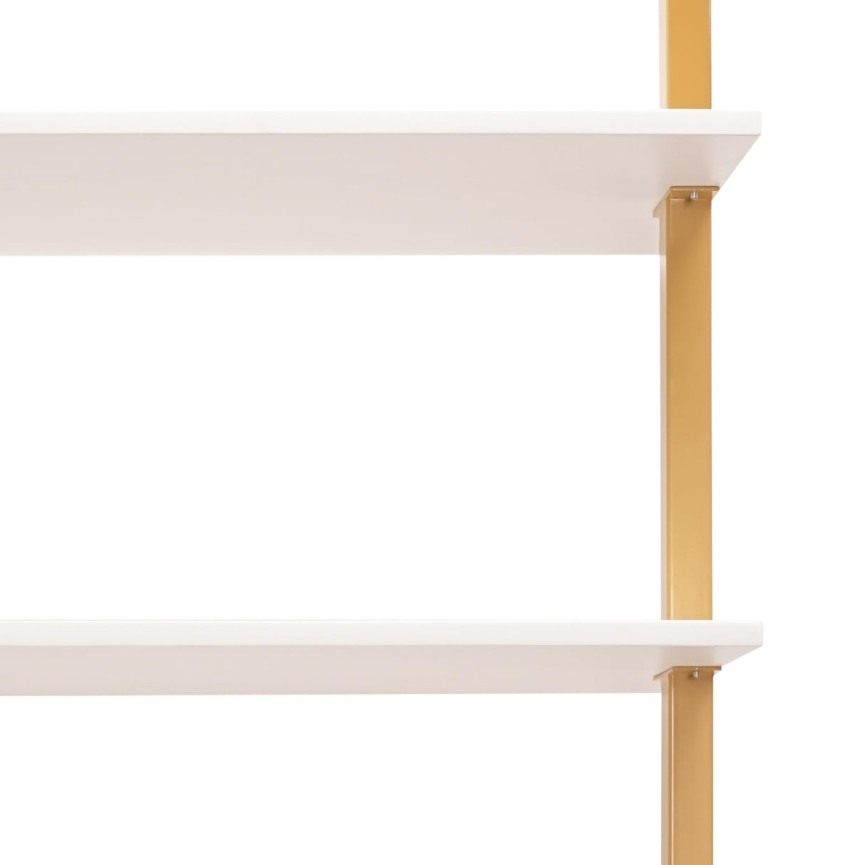 QIUTMER Wall Mount Desk 3 Tiers Wall Table Wall Mount Computer Writing Table Industrial Bookcase Desk Gold and White for Homes Office School QIUTMER