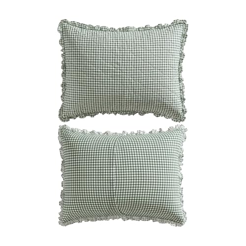 Laura Ashley - Full/Queen Quilt Set, Pre-Washed Cotton Bedding with Matching Sham, Lightweight for Year Round Use, Oeko-Tex Certified (Gracies Gingham Green) Laura Ashley
