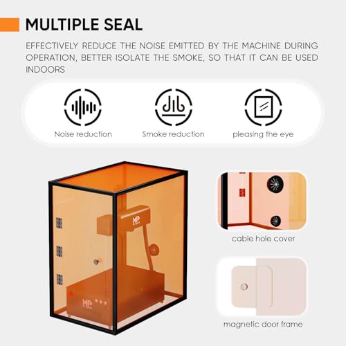 Monport Fiber Laser Engraver Enclosure, 720 * 470 * 800mm Integrated Acrylic Machine Cover, for Laser Isolation, Smoke Isolation, Noise Reduction, and Eye Protection Monport