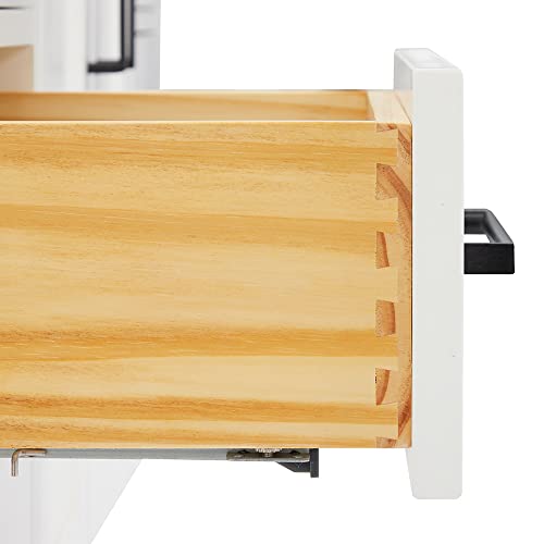 ARIEL Hepburn 55" White Bathroom Vanity with Sink, 1.5" Edge Pure White Quartz Countertop & Splash, Rectangular Sink, 2 Soft Closing Doors, 8 Full Extension Dovetail & 1 45-Degree Tilt Drawers ARIEL