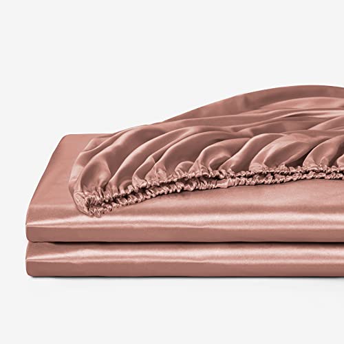 NSGZ Satin Fitted Sheet Full, Single Silky Fitted Sheet Only Soft Deep Pocket Bottom Bed Sheets, Wrinkle Free & Fade Resistant & Breathable Bottom Sheets- Champagne NSGZ