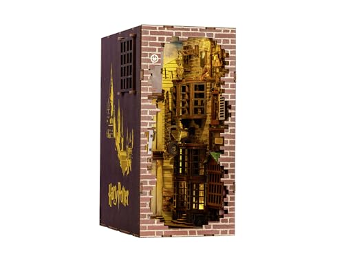 Revell Book Nook Kit Harry Potter - Diagon Alley Miniature DIY Kit 9" Booknook 3D Wooden Puzzle with LED Light Bookshelf Décor Gift for Adults Women Men