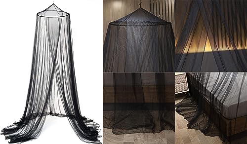 Mosquito Net Bed Canopy for Girls,King Canopy Bed Curtains Full Queen Size from Ceiling,Dome Mosquito Netting Bed Tent Twin Girls Princess Canopy Bed Black Decor for Baby Crib,Kid Bed and Adult Beds
