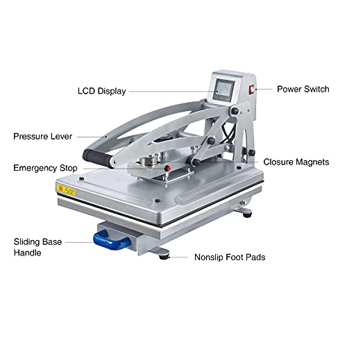 CREWORKS 16x20 Inch Heat Press Machine with Slide Out Base, Auto Open Clamshell Heat Press, Digital Clam Heat Press for T Shirts Bags Mouse Pads, Home Heat Transfer Machine for Gifts Charity CREWORKS