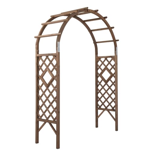 VINGLI Wooden Garden Arbor, Wedding Arch, 7ft Arch Backdrop Stand for Ceremony, Wood Trellis for Plant Climbing, Christmas Decor Pergola for Garden Backyard, Lawn VINGLI