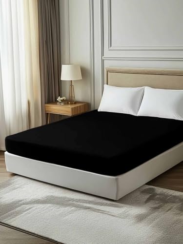 Top Sheet Twin XL Bedding Flat Sheet Only, Solid Art Minimalist Pure Black Microfiber Bed Sheets Soft Breathable Bedding Flat Sheets, Plain Single Dark Color Hotel Luxury Top Sheets Chees D Zone