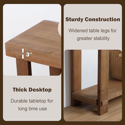 WINWYY Solid Wood Console Table, 42.5" Farmhouse Entryway Tables Thickened Tabletop and Legs Rustic Narrow Behind Couch Skinny Sofa Table for Living Room, Hallway, Entry WINWY