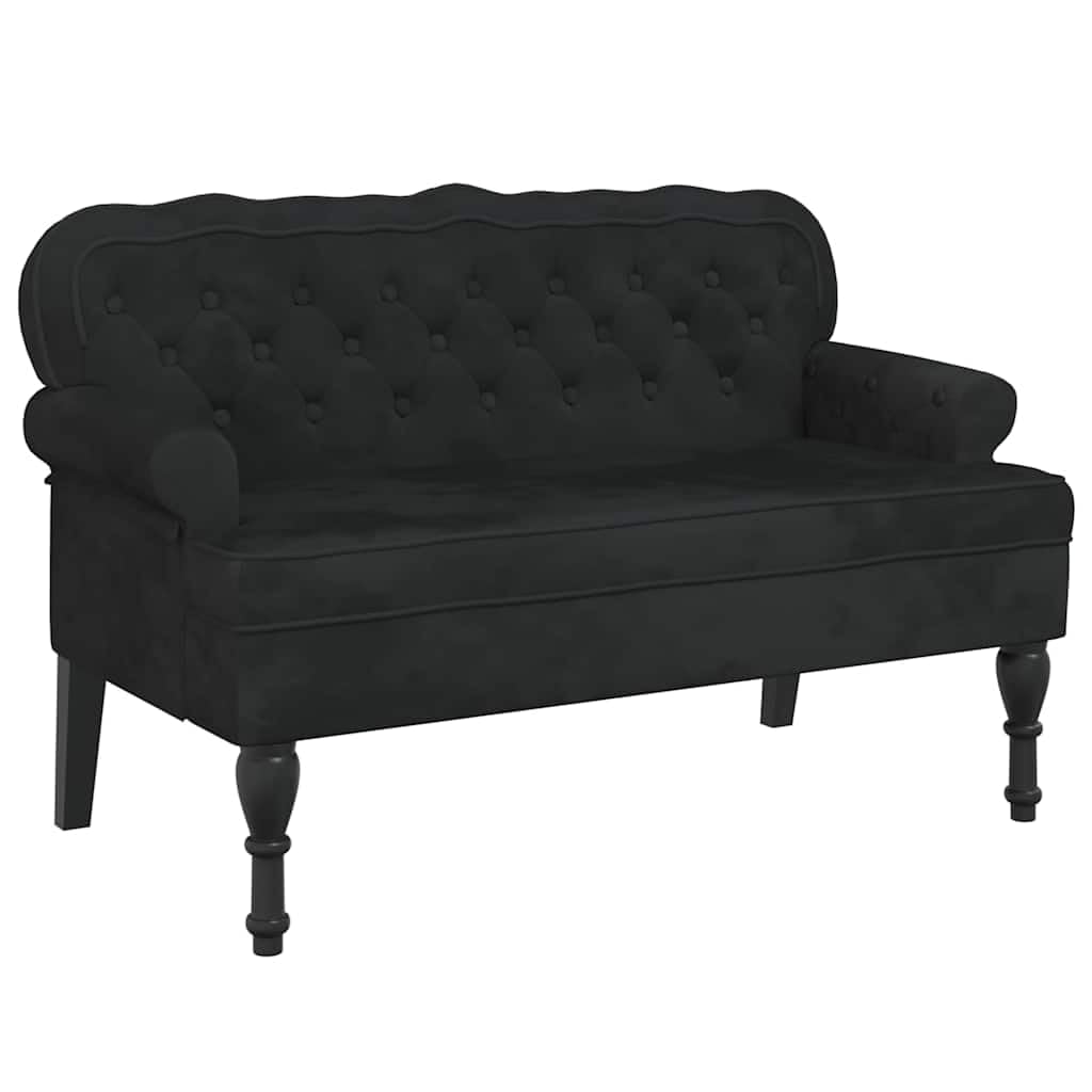vidaXL 47" W Small Loveseat, Velvet Chesterfield Sofa with Button Tufting & Rolled Armrests for Small Spaces, 2 Seater Couch for Living Room & Bedroom, Black vidaXL