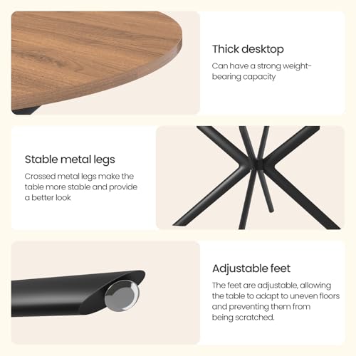 Itaar Round Extendable Dining Table Set for 4-6, Wood Kitchen Table with Upholstered Chairs, Dining Room Table for 6 with MDF Board & Metal Frame for Small Space, Easy Clean, Brown Itaar