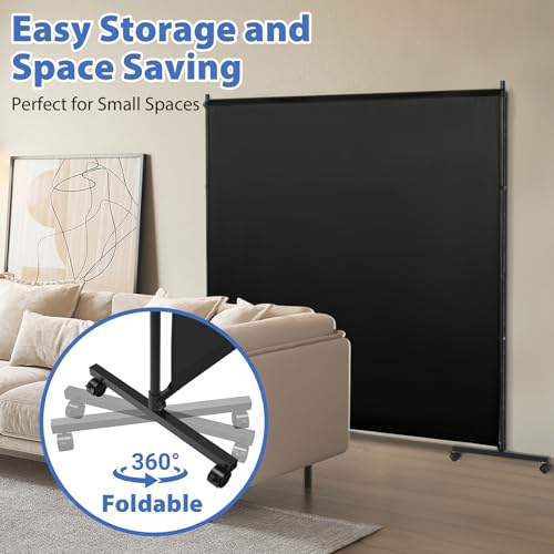 Room Divider, 73x75inch Large Single Panel Privacy Screen with Wheels,Thickened Fabric,Portable Partition Wall for Room Separation,Freestanding Room Separator for Indoor Office,Bedroom,Outdoor Patio XGMDD