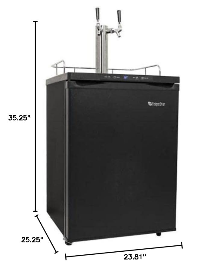 EdgeStar KC3000TWIN Full Size Dual Tap Kegerator with Digital Display - Black EdgeStar