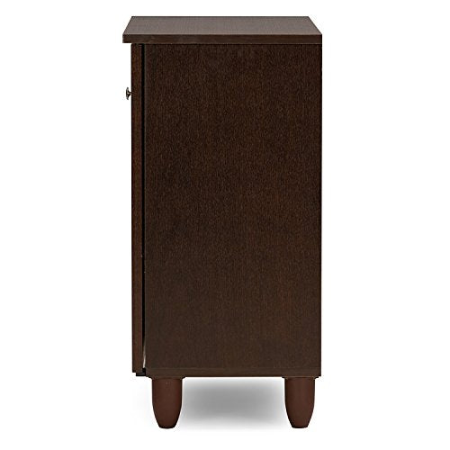 Wholesale Interiors Baxton Studio Winda Modern and Contemporary 2-Door Dark Brown Wooden Entryway Shoes Storage Cabinet - Baxton Studio