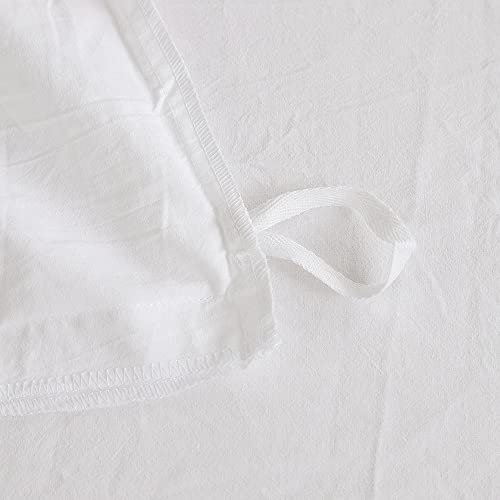 FACE TWO FACE Bedding Duvet Cover Set100% Washed Cotton Duvet Cover Linen Like Textured Breathable Durable Soft Comfy (Full, White) FACE TWO FACE