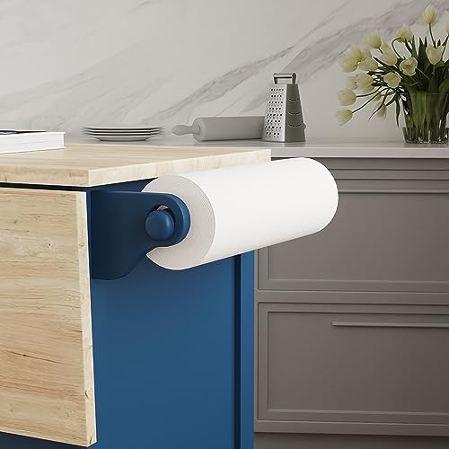 Homestyles Mobile Kitchen Island Cart with Wood Top and Dropleaf Breakfast Bar, Blue homestyles