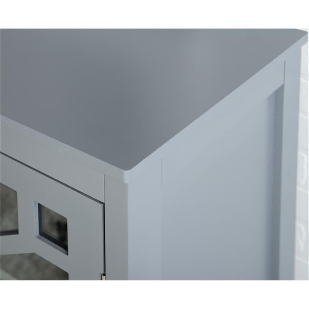 Linon Betty Small Wood Cabinet with a Glass Paneled Door and 3 Shelves in Gray Linon