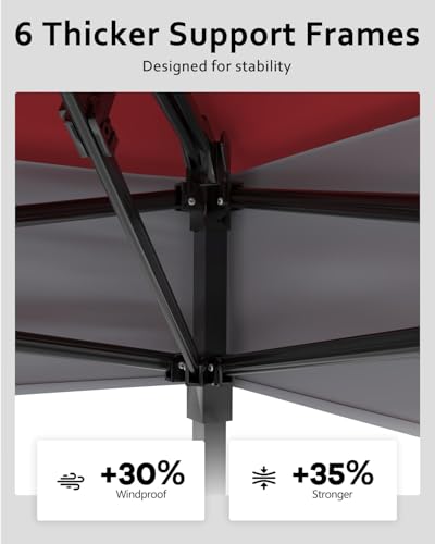 12x12FT Pop Up Gazebo, Instant Backyard Canopy Tent with Mosquito Net & Double Roof, Pop-Up Gazebo Canopies Adjustable Height for Patio, Party, Red SunnyFurn