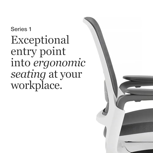 Steelcase Series 1 Office Chair - Ergonomic Work Chair with Wheels for Carpet - Helps Support Productivity - Weight-Activated Controls, Back Supports & Arm Support - Easy Assembly - Graphite, Light Steelcase