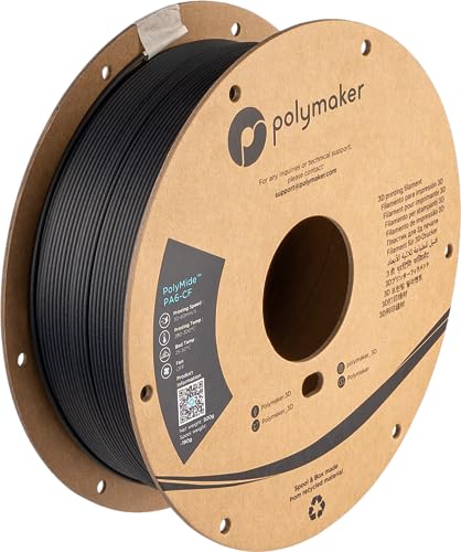 Polymaker PA6-CF Nylon Filament 1.75 Black, 500g Carbon Fiber Nylon Filament 1.75mm, Cardboard Spool - PolyMide PA6-CF Warp Free Nylon 3D Printer Filament Polymaker