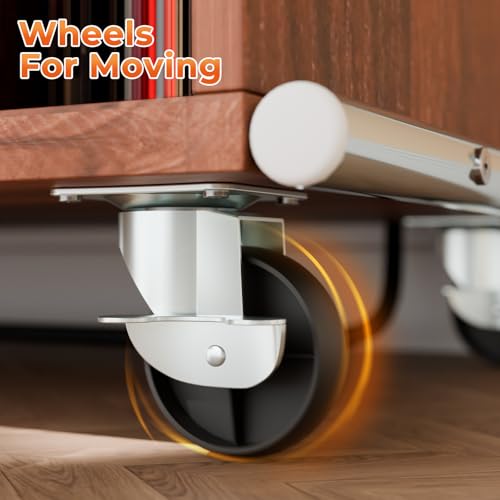 Large Record Player Stand with Sliding Door and Wheels,200 Vinyl Record Storage Cabinet, Record Player Table with Power Outlet & LED Light,Turntable Stand with Wood Legs for Living Room,Bedroom,Office MULEJYBO