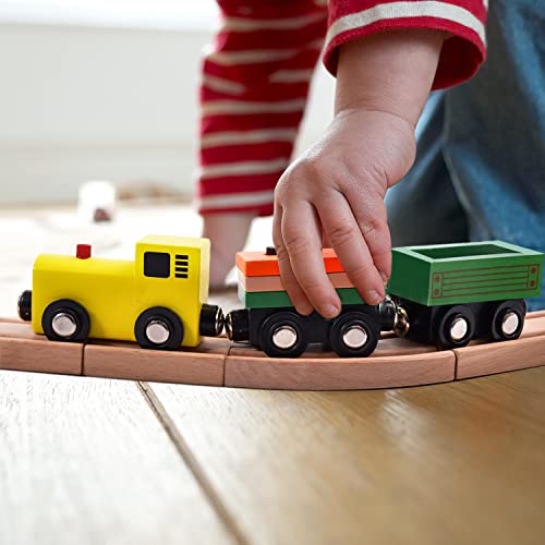 FUN LITTLE TOYS 77PCS Wooden Train Set Toy Train for Boys & Girls with Wood Train Track Fits Major Brand, Wooden Farm Play Set for Kids Wooden Toys FUN LITTLE TOYS