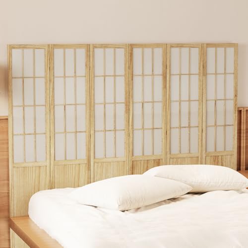 Room Divider, 66.9Inch Tall Japanese Shoji Style Folding Wood Screen with Double Hinges for Home Office Bedroom Hotel Decoration (6Panels, Natural) Svimi