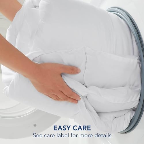 Serta Memory Flex Full/Queen Size Comforter, All Season Duvet Insert, Breathable and Stain Resistant Down Alternative Comforter, Machine Washable, 90 in x 90 in, White Serta