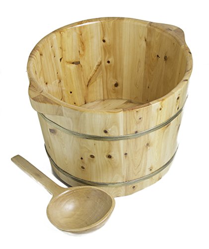 ALFI brand AB6604 15-Inch Solid Cedar Wood Foot Soaking Barrel Bucket with Matching Spoon ALFI brand
