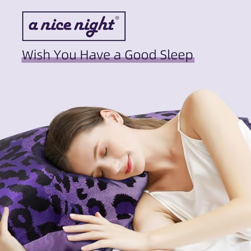 A Nice Night Leopard Printed,Satin Silky Soft Quilt Sexy Luxury Super Soft Microfiber Comforter Quilt Bedding Comforter Set Full/Queen, Light Weighted (Purple, Queen(88-by-88-inches)) A Nice Night