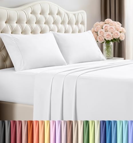Utopia Bedding King Sheet Set 4 Piece Bed Sheets for King Size Bed, Hotel Luxury, Extra Soft, Cooling Bed Sheets - Wrinkle, and Fade Resistant (White) Utopia Bedding