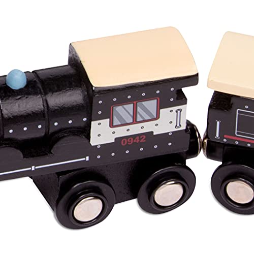 Battat – Classic Trains – 6Pc Wooden Railroad Set – Magnetic Toy Trains – Train Engines & Cars – 3 Years + – Wooden Passenger Trains Battat