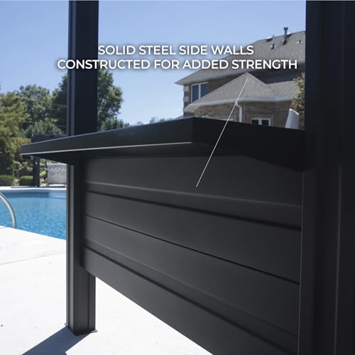 Backyard Discovery Rockport XL 12' x 6' Galvanized Steel BBQ Grill Gazebo Pavilion with Hardtop Steel Roof, Bar Tops, Powerport, Snow Support, Wind Resistance, Cook Station for Outdoor Patio or Deck Backyard Discovery