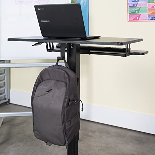 Stand Up Desk Store Pneumatic-Adjustable Two-Tier Compact Standing Desk (Black Frame/Black Desktop, 28” Wide) S Stand Up Desk Store